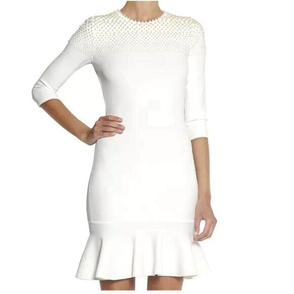 NWT. $2385 ALEXANDER MCQUEEN FAUX PEARL DRESS Sz M - Picture 2 of 16